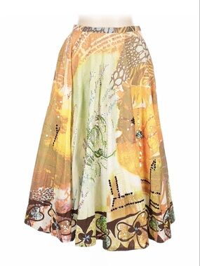 CIRANA ~ Flamenco Style Multi Colorful A-Line Flair Skirt w/Sequin Details
